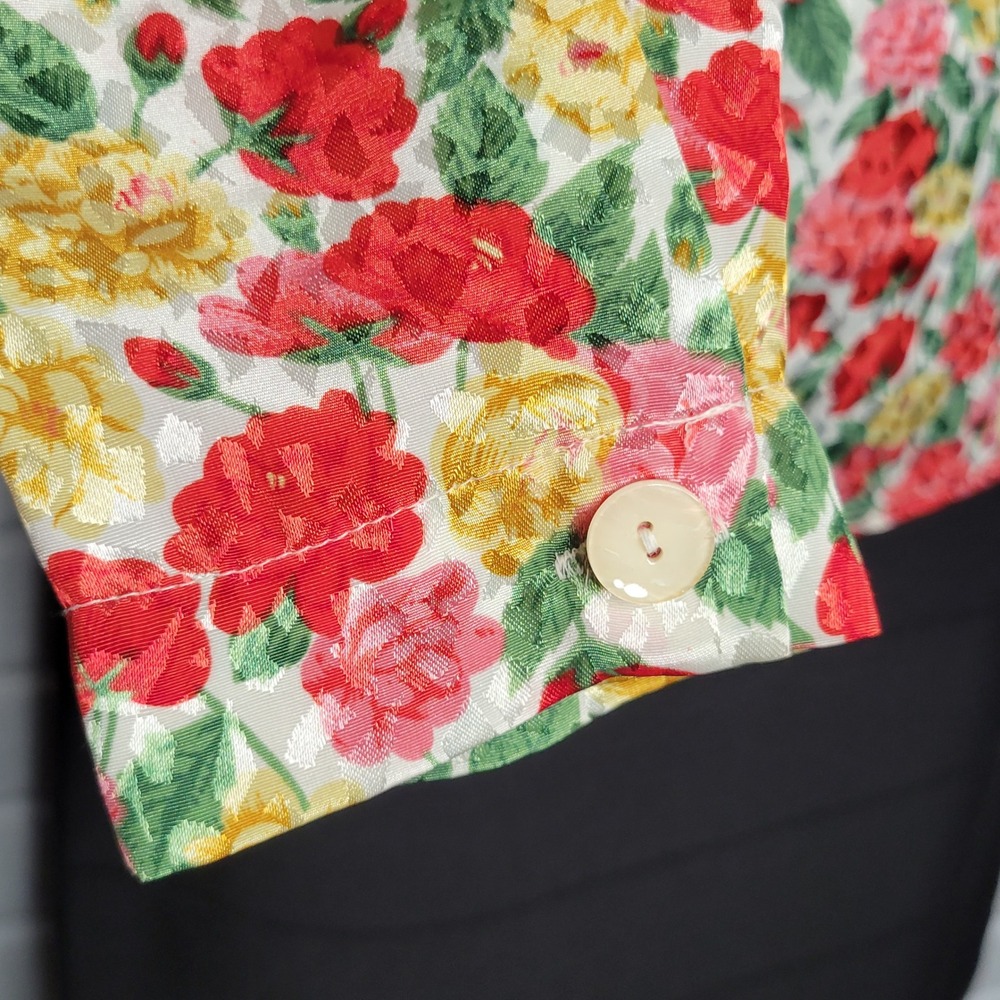 Vtg 80s Michelle Stuart Sz 6 Roses Floral Pleat-front blouse office maximalist - Picture 7 of 8